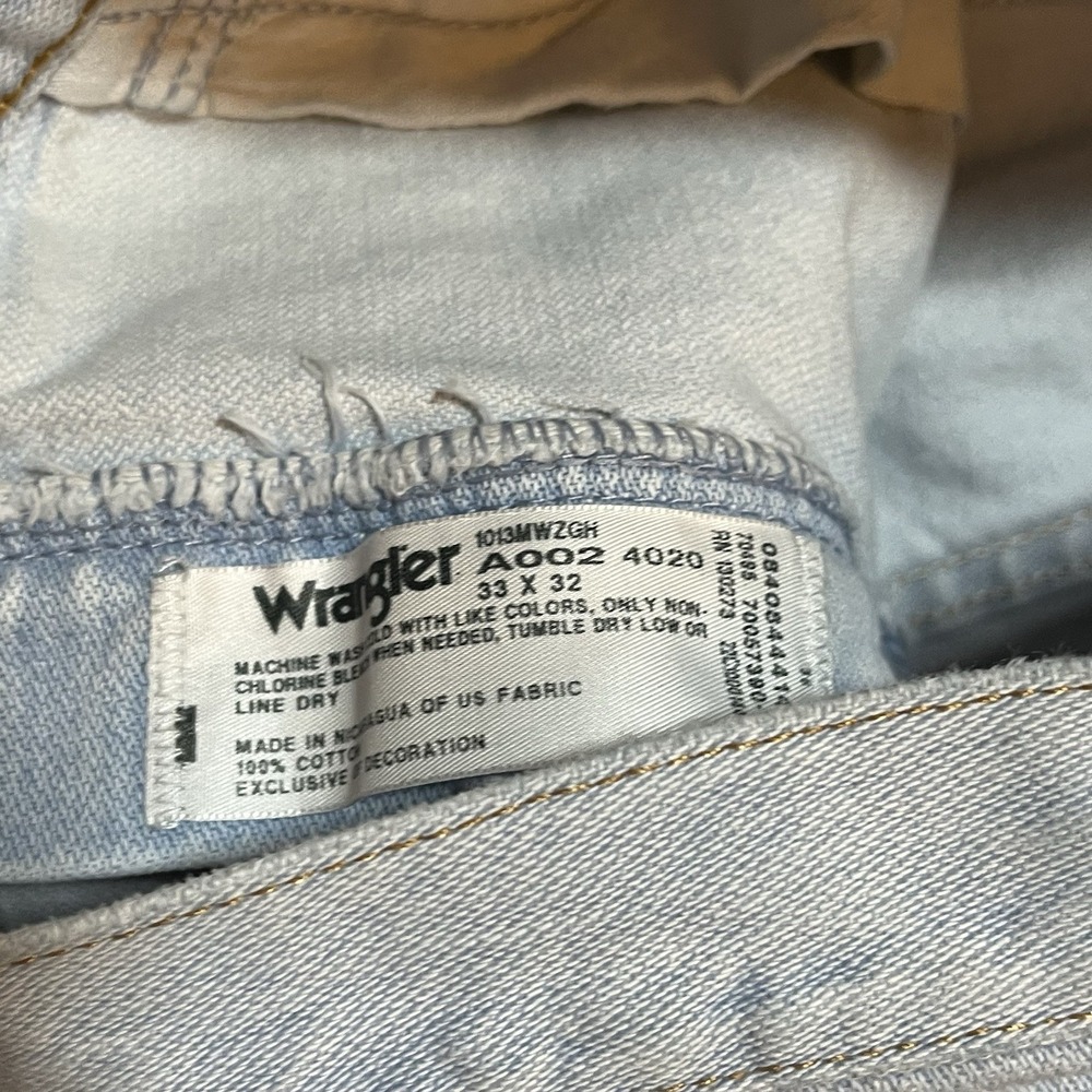 Wrangler Jeans Mens 33x32 (32x31) Light Wash Cowboy Cut Original Fit 1013MWZGH - Picture 5 of 10